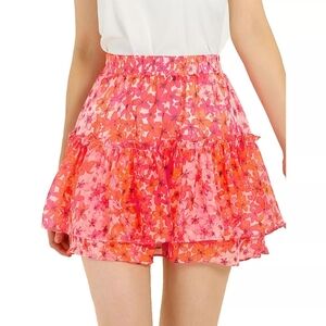 Allegra K Floral Mini SkirtINSPIRE CHIC Women's Summer Floral Tiered Ruffle Cute